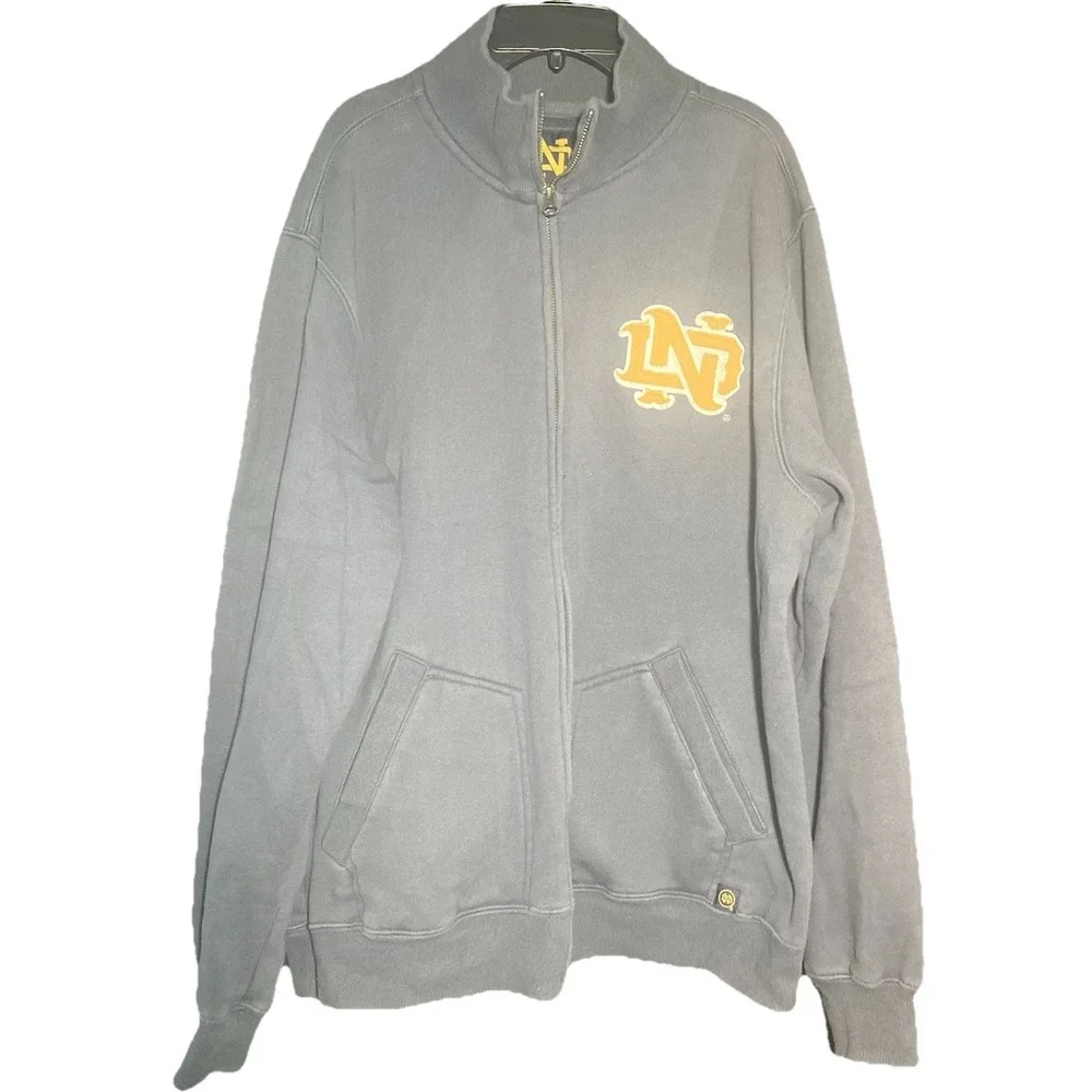 Notre‎ Dame Fighting Irish Full Zip Sweater Spell Out Mens Size XL (D6)